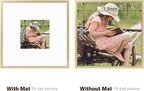 8" x 8" Aluminum Picture Frame with Mat – Gold