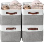 Large Fabric Storage Bins Set of 4 – Grey & White