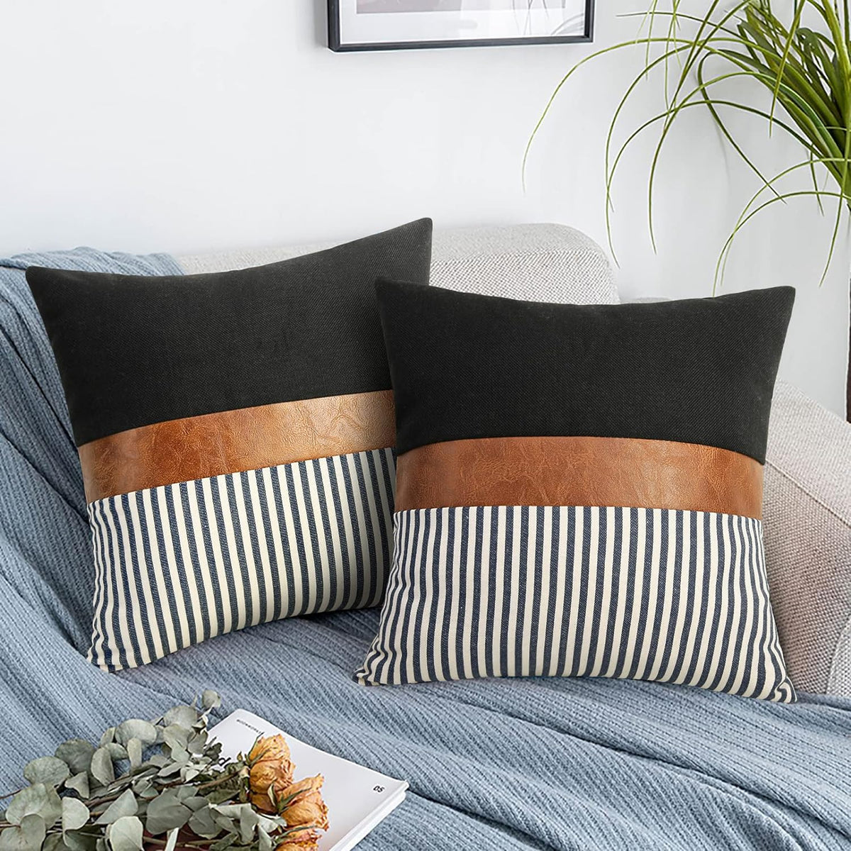 Farmhouse Stripe Pillow Covers Set of 2 – 20" x 20"