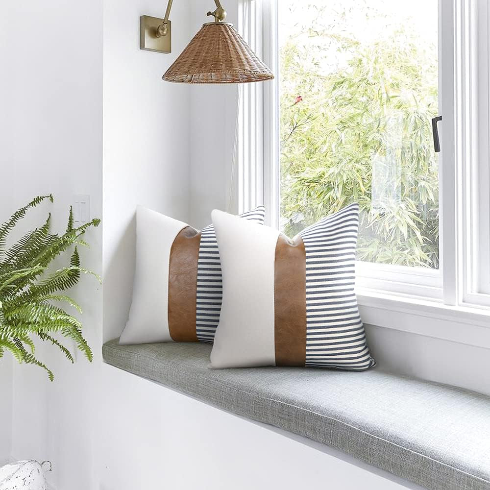 Farmhouse Stripe Pillow Covers Set of 2 – 20" x 20"