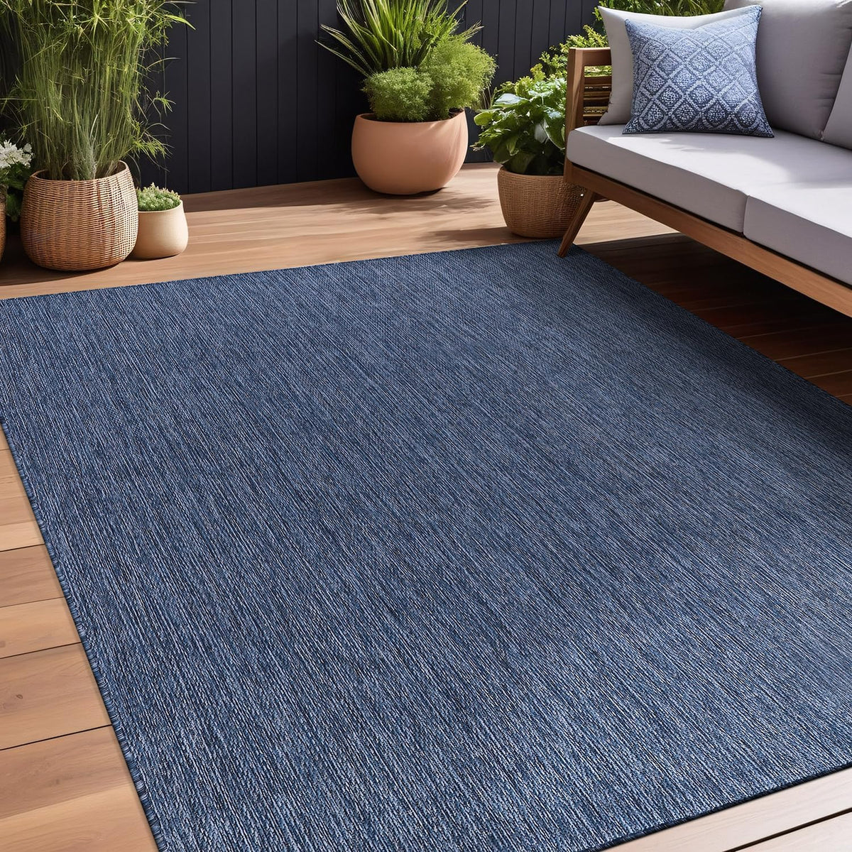 Waikiki Boho Indoor Outdoor Rug – 5' x 7' Azure & White