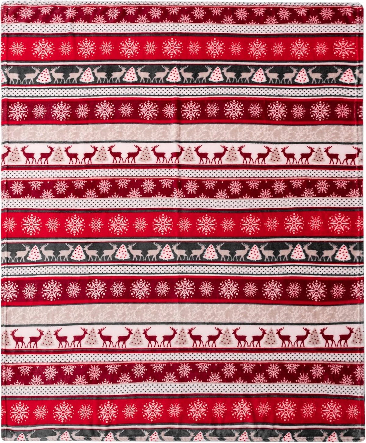 Holiday Reindeer & Snowflakes Fleece Throw Blanket – Red, 50" x 60"