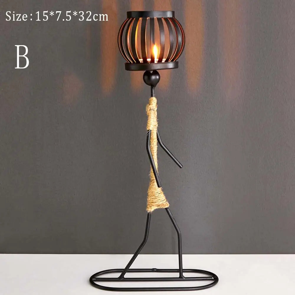 Nordic Metal Abstract Character Candlestick Holder
