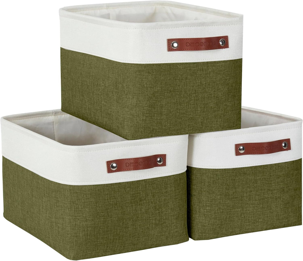 Large Fabric Storage Bins Set of 4 – Grey & White