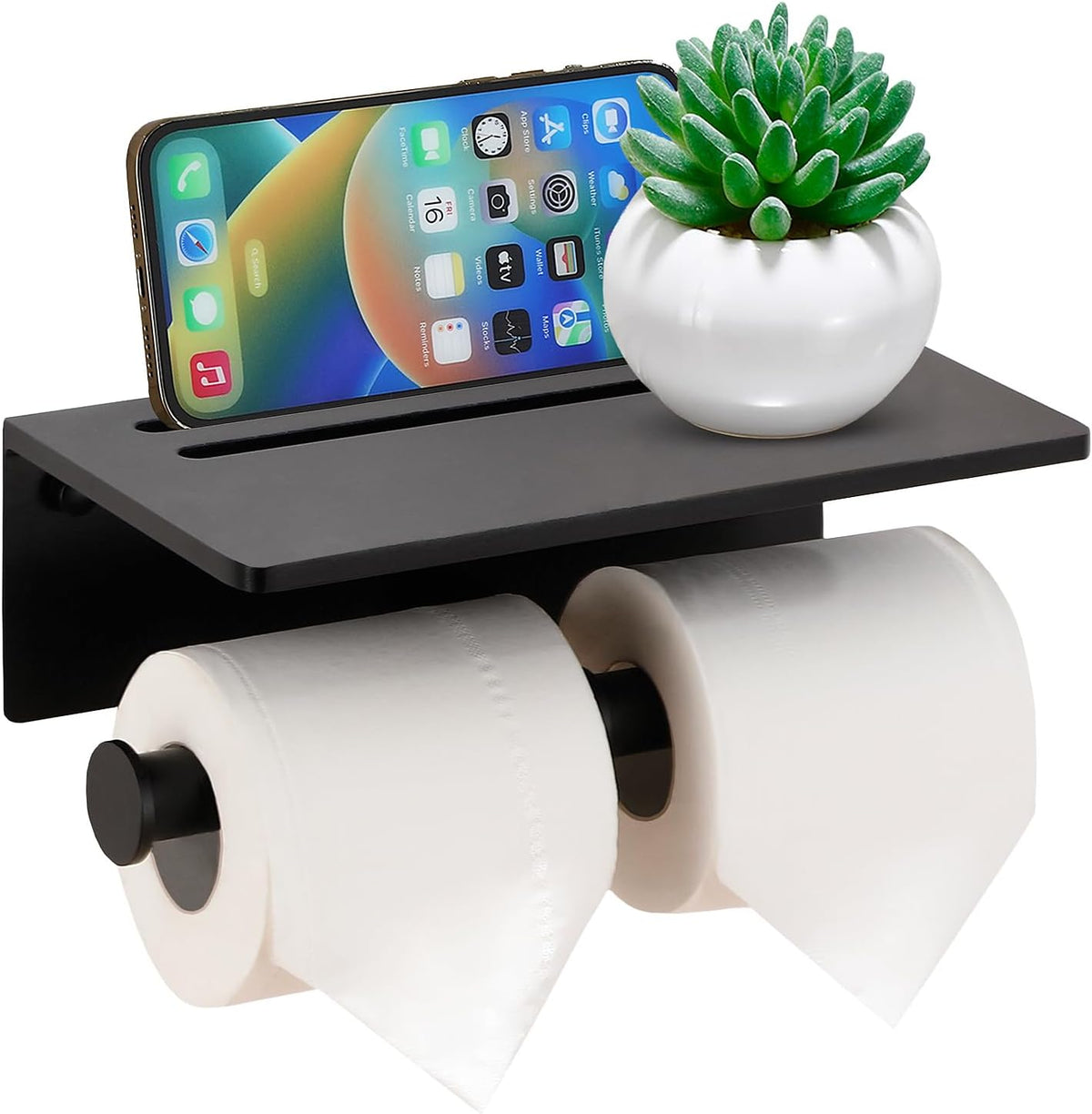 Toilet Paper Holder with Storage Shelf
