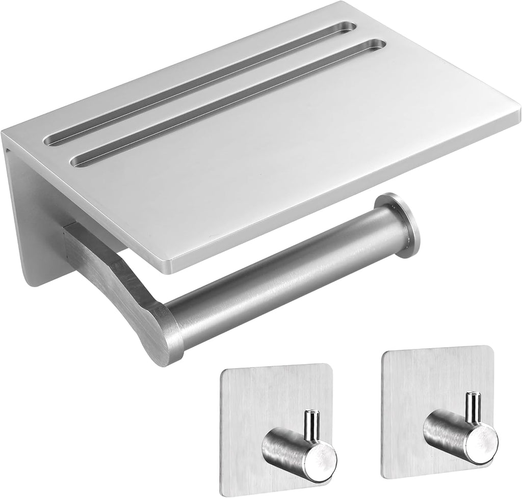 Toilet Paper Holder with Storage Shelf