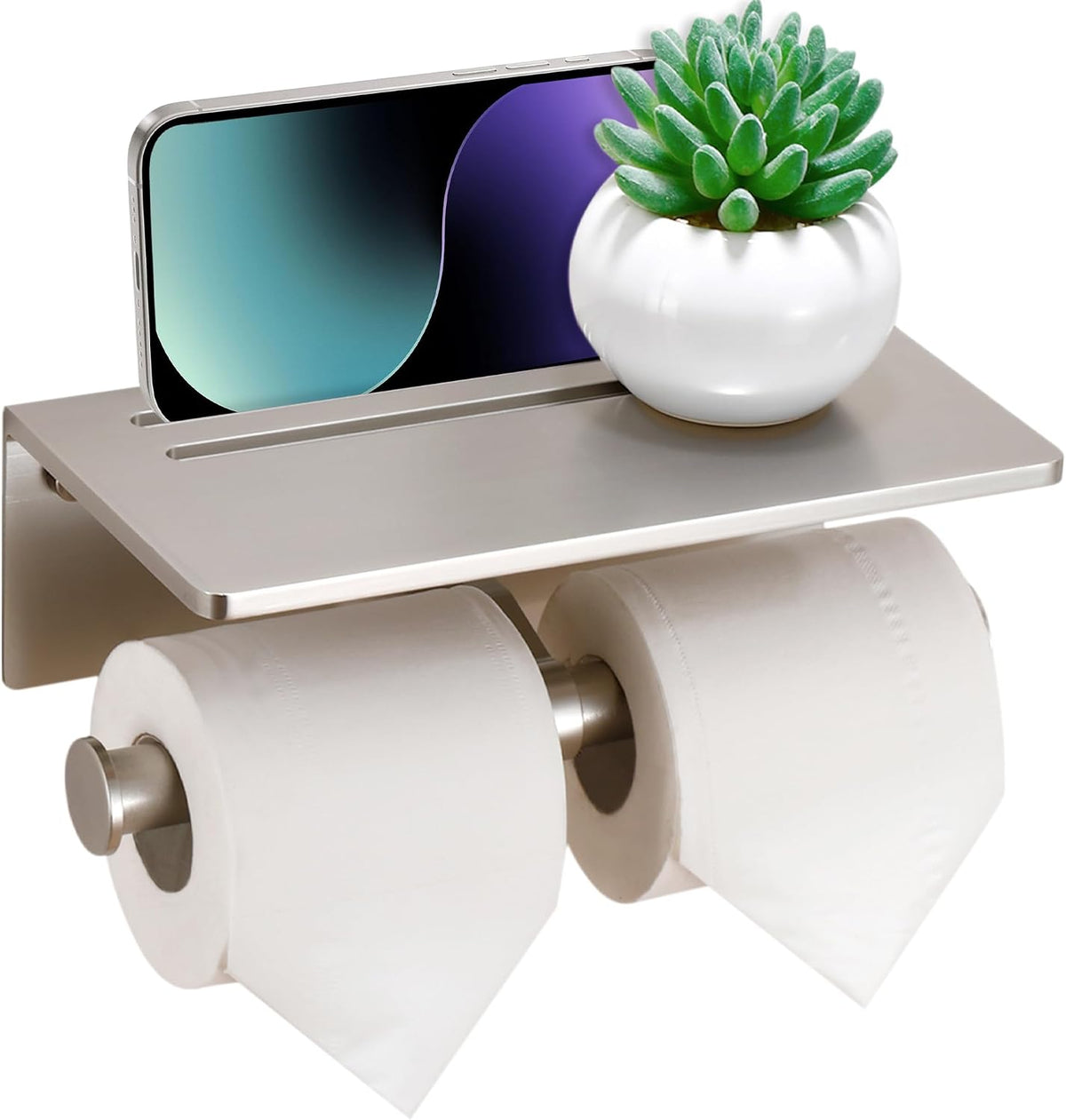 Toilet Paper Holder with Storage Shelf
