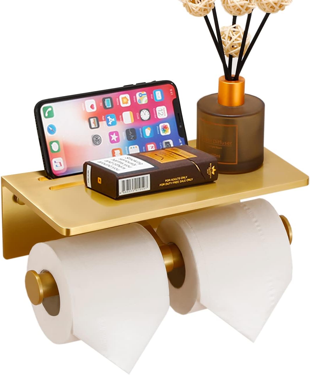 Toilet Paper Holder with Storage Shelf