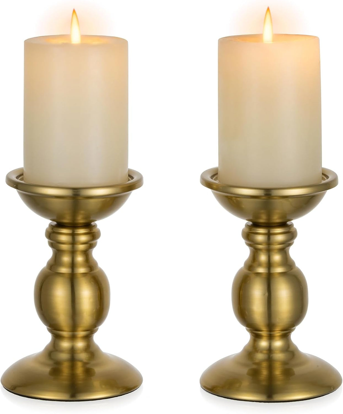 Black Metal Pillar Candle Holders Set of 2