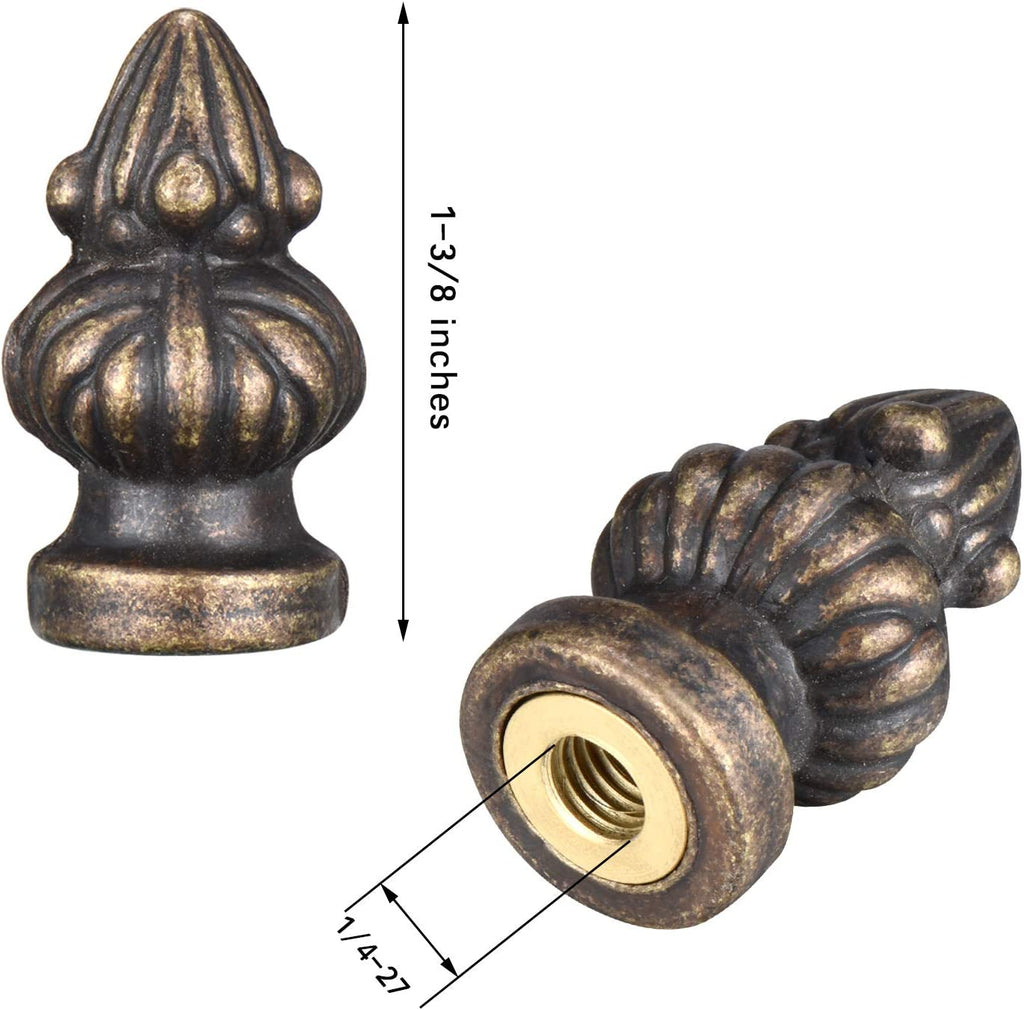 Antique Brass Lamp Finial Caps – Set of 2
