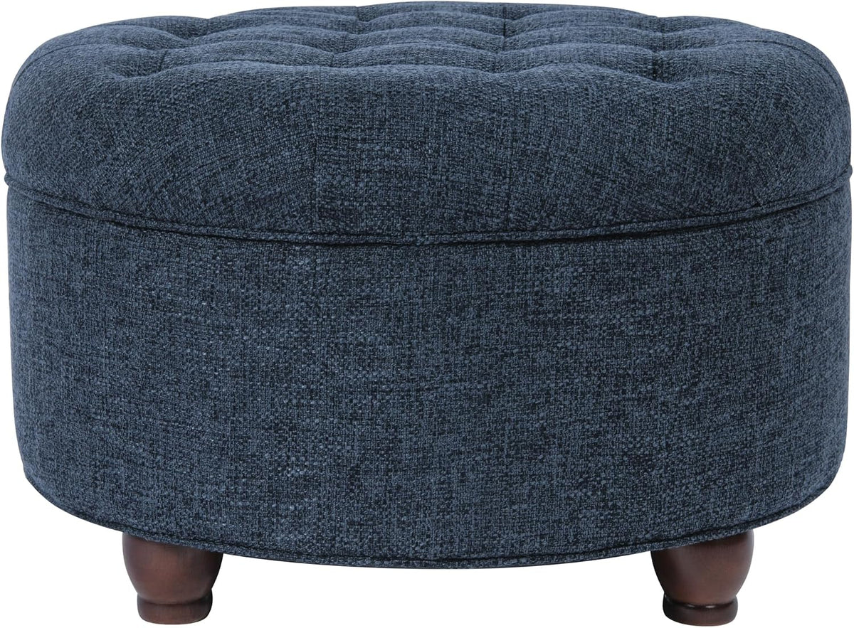 Large Button Tufted Velvet Storage Ottoman – Berry