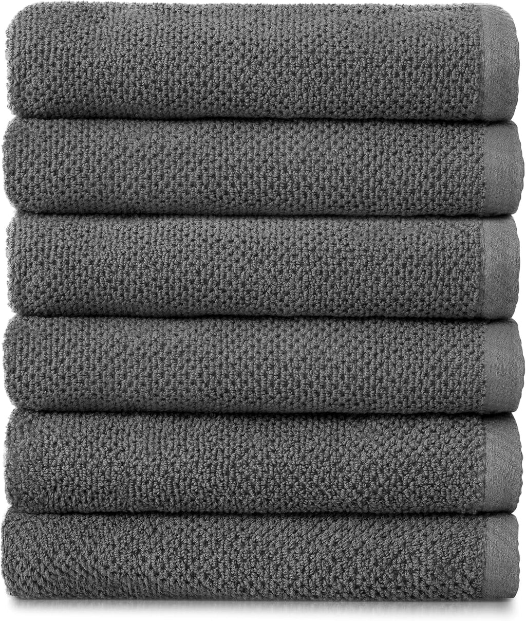 Franklin 100% Cotton Popcorn Textured Hand Towels – 6 Pack, Charcoal