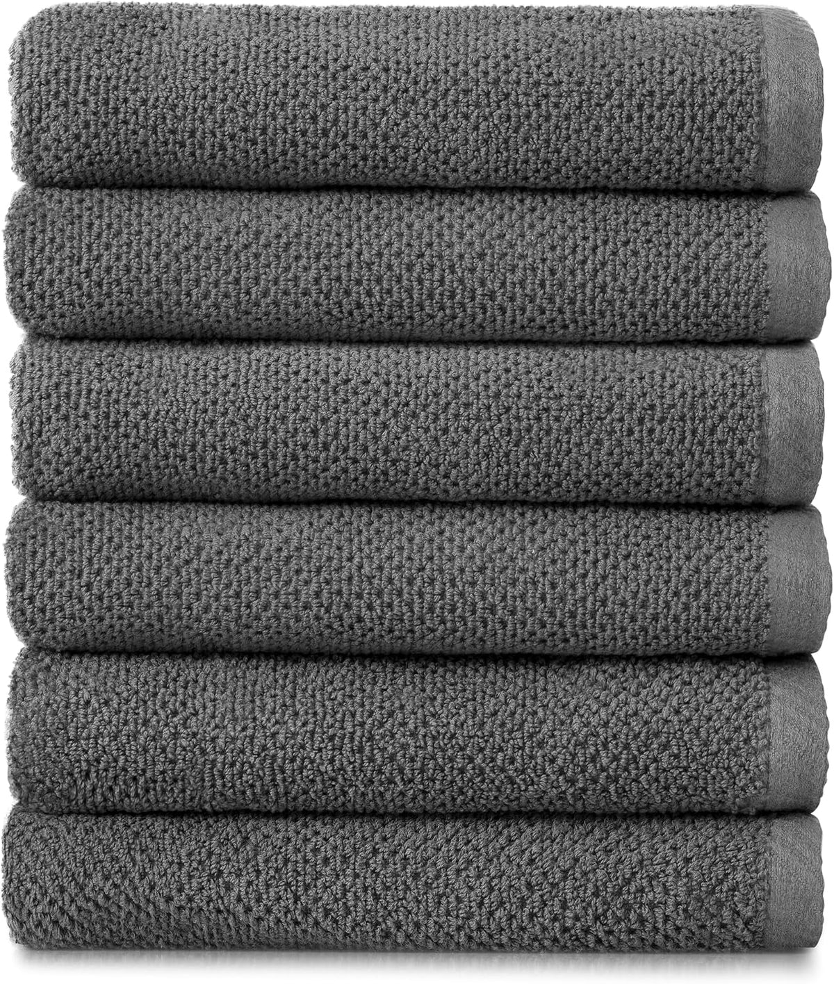 Franklin 100% Cotton Popcorn Textured Hand Towels – 6 Pack, Charcoal