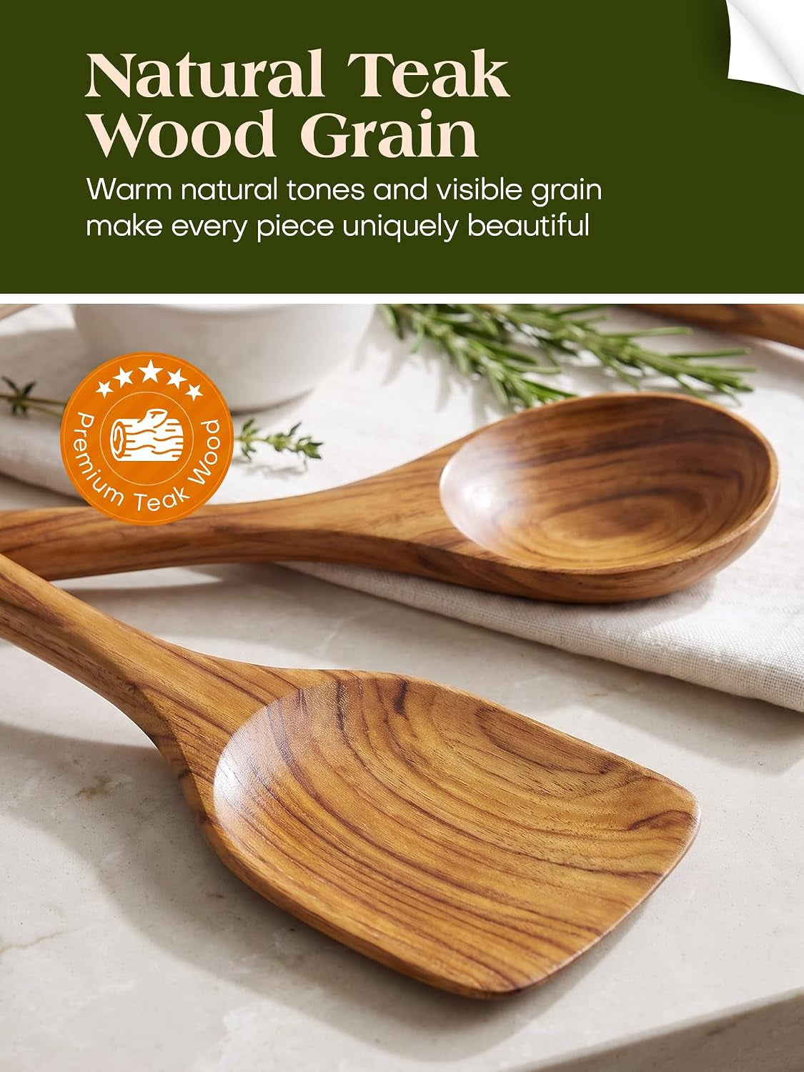 Teak Wood Kitchen Utensil Set – 10 Piece Cooking Tool Collection