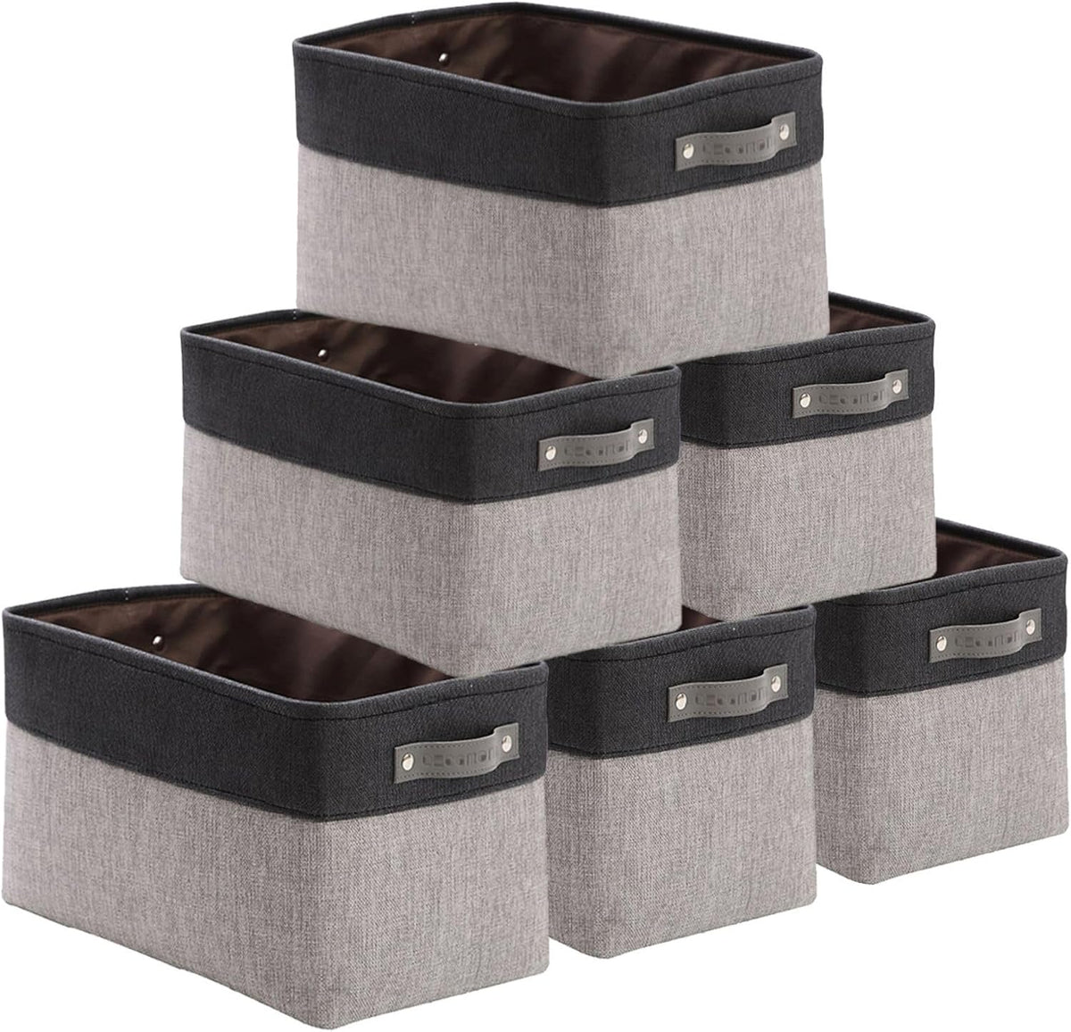 Large Fabric Storage Bins Set of 4 – Grey & White