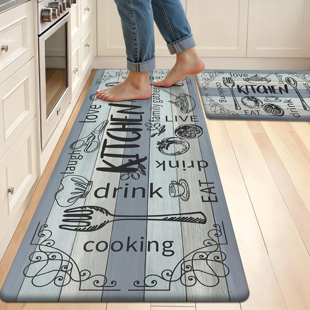 Anti-Fatigue Kitchen Rugs Set of 2
