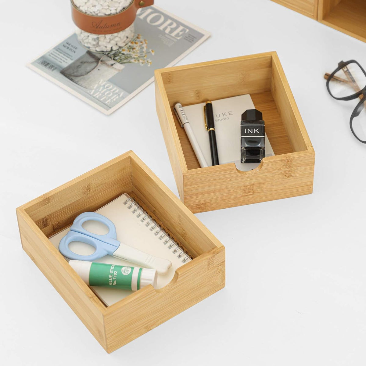 Bamboo Desk Organizer with 3 Drawers
