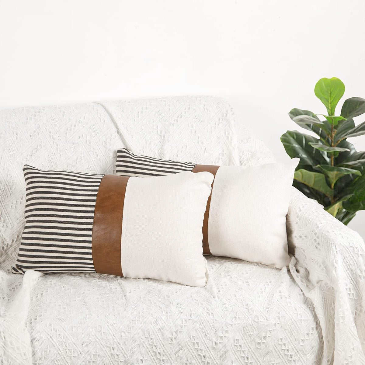 Farmhouse Stripe Pillow Covers Set of 2 – 20" x 20"