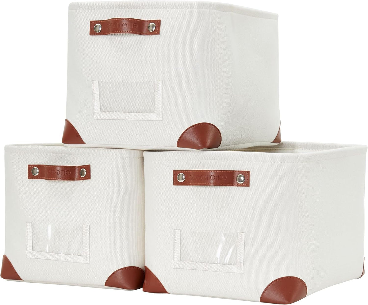 Large Fabric Storage Bins Set of 4 – Grey & White