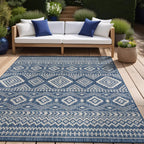 Waikiki Boho Indoor Outdoor Rug – 5' x 7' Azure & White