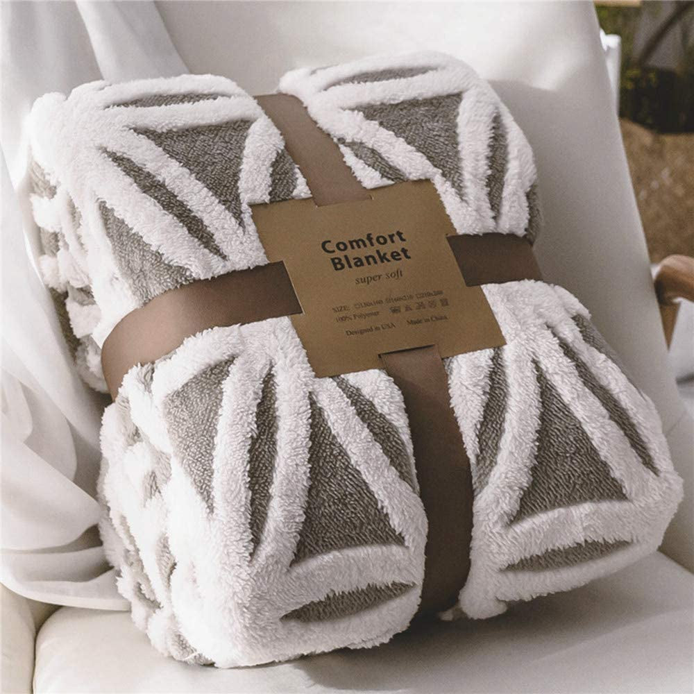 Sherpa Fleece Throw Blanket – Grey, 71" x 80"