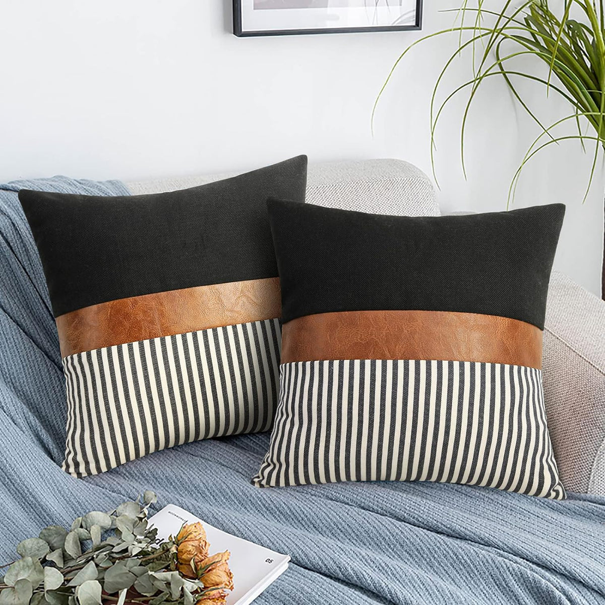 Farmhouse Stripe Pillow Covers Set of 2 – 20" x 20"