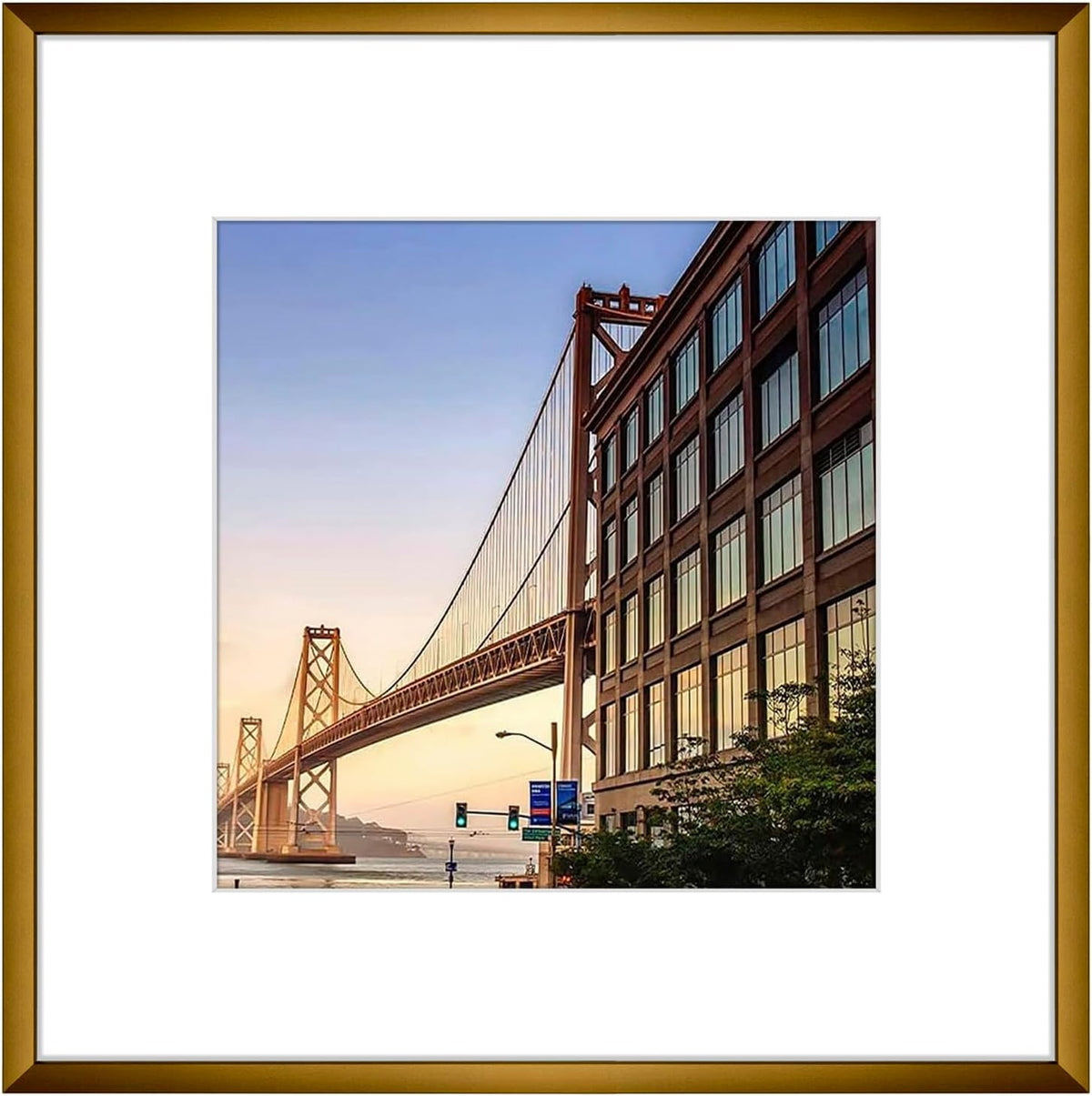 8" x 8" Aluminum Picture Frame with Mat – Gold