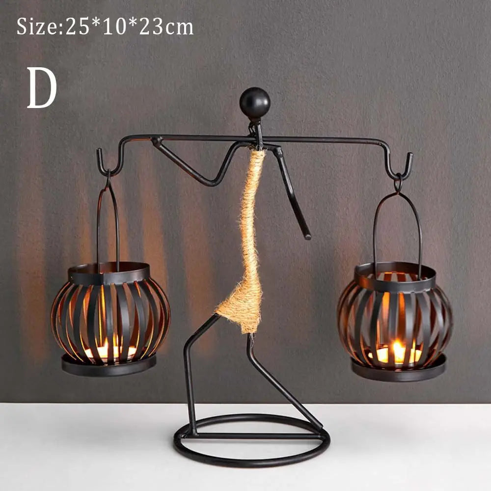 Nordic Metal Abstract Character Candlestick Holder