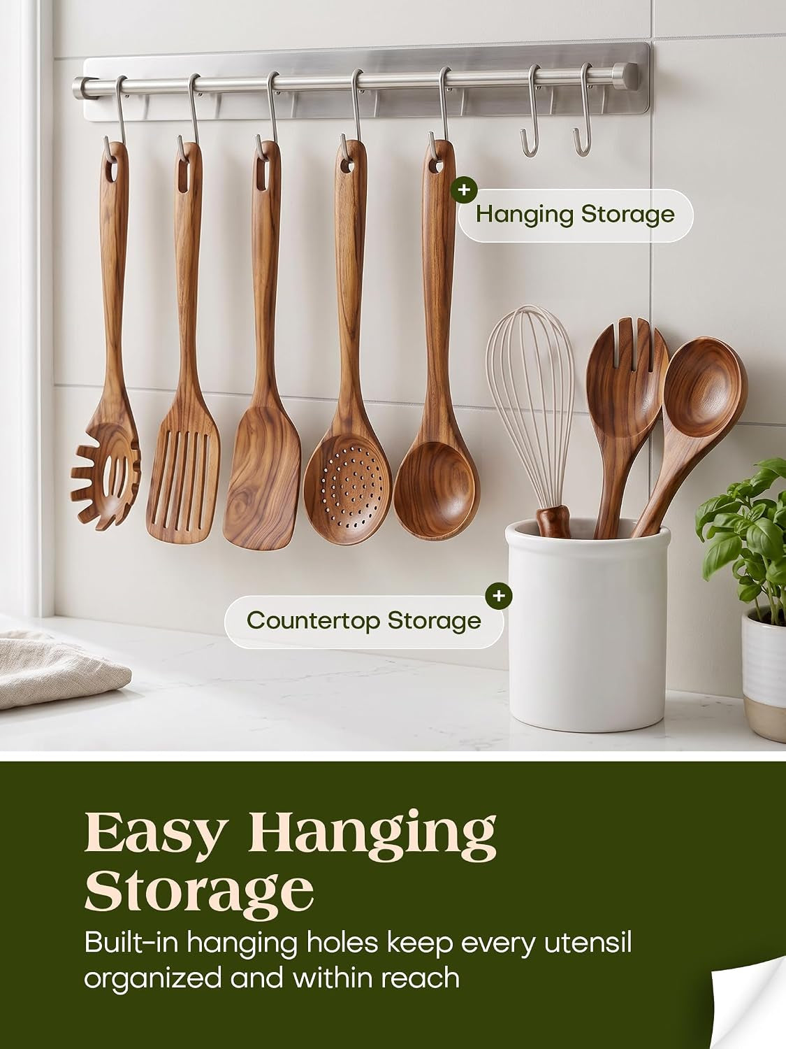 Teak Wood Kitchen Utensil Set – 10 Piece Cooking Tool Collection