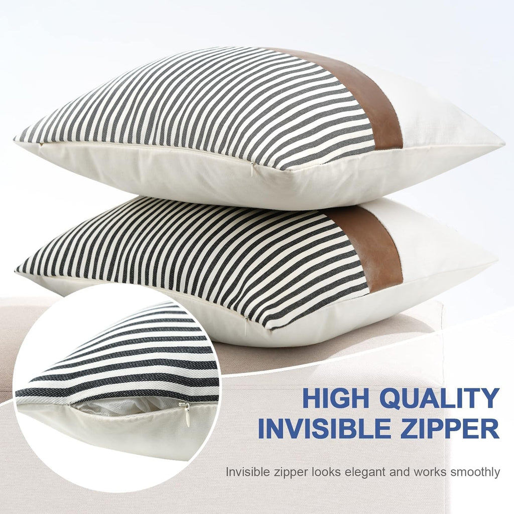 Farmhouse Stripe Pillow Covers Set of 2 – 20" x 20"