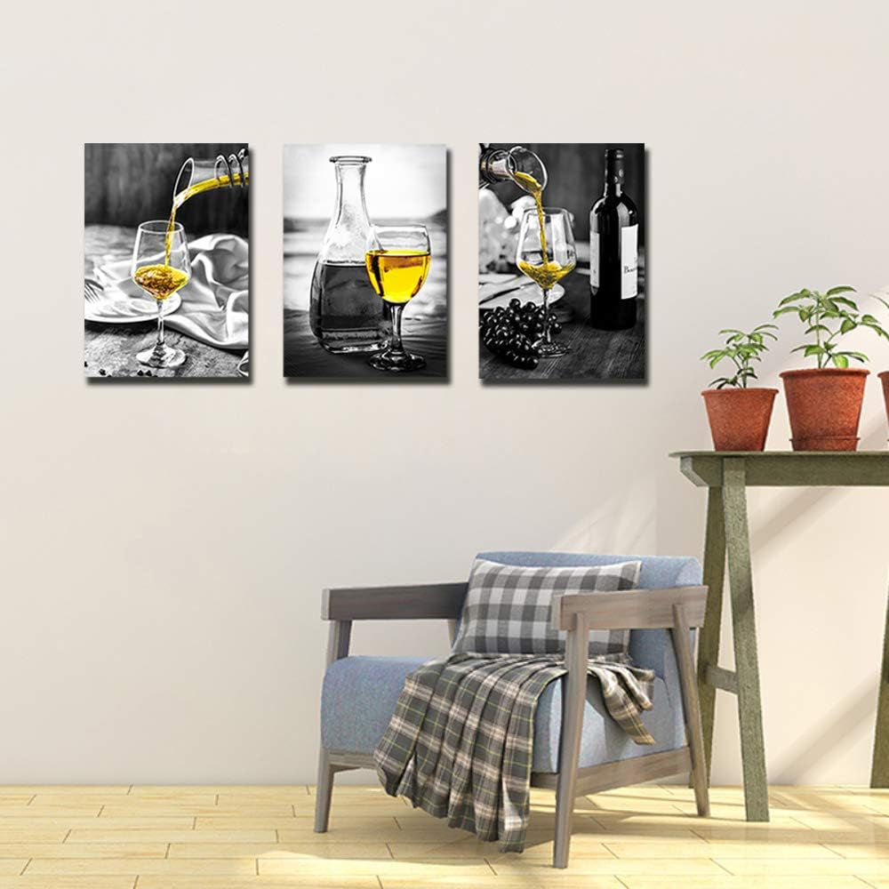 Wine Canvas Wall Art Set for Dining Room