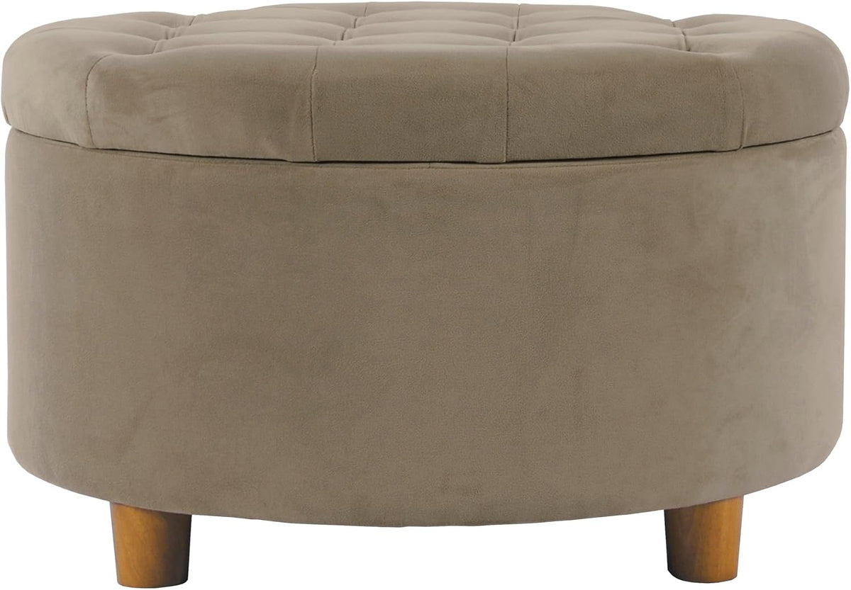 Large Button Tufted Velvet Storage Ottoman – Berry