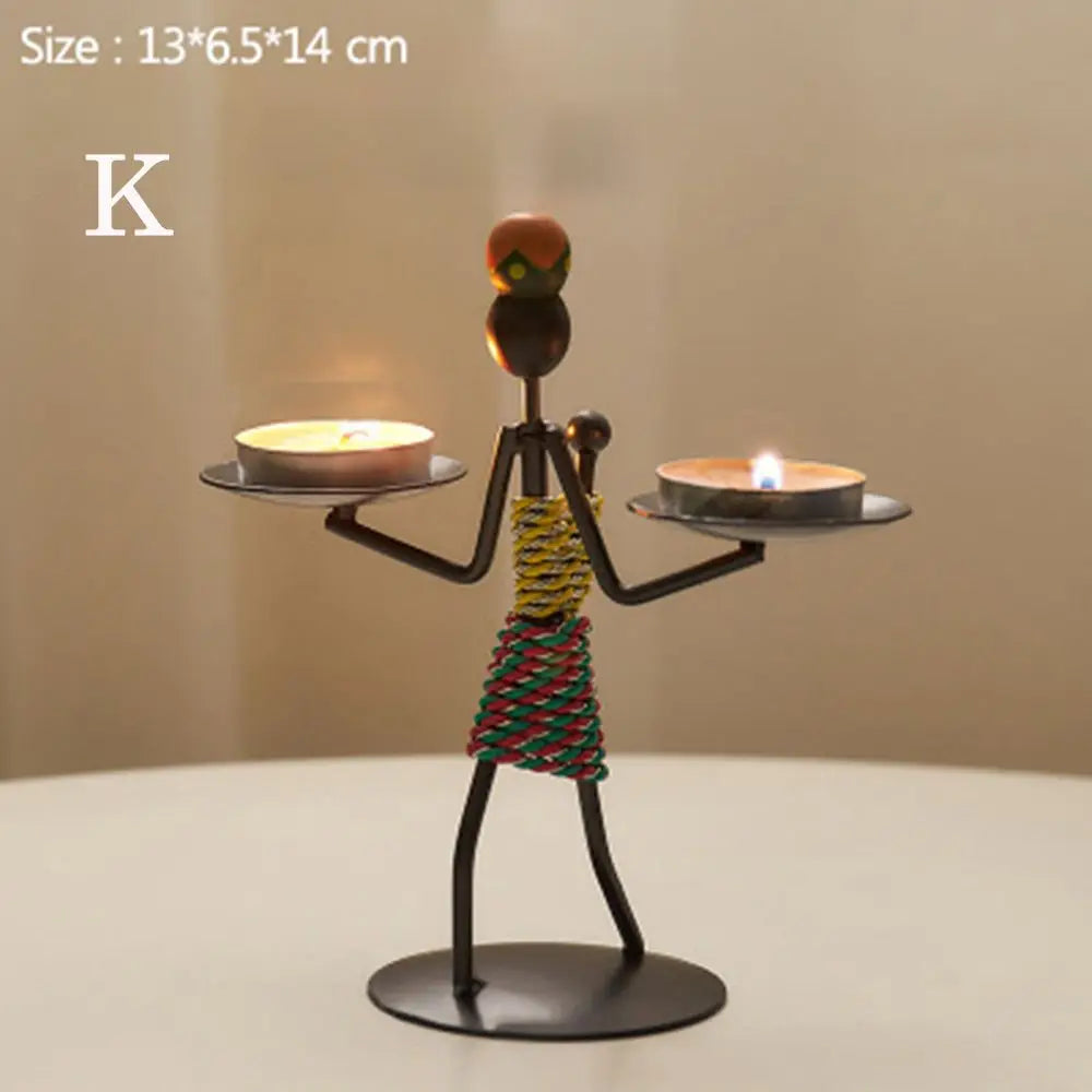 Nordic Metal Abstract Character Candlestick Holder