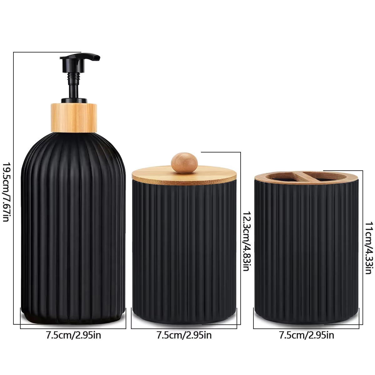 Bathroom Countertop Organizer with Soap Dispenser, Cotton Storage & Toothbrush Holder