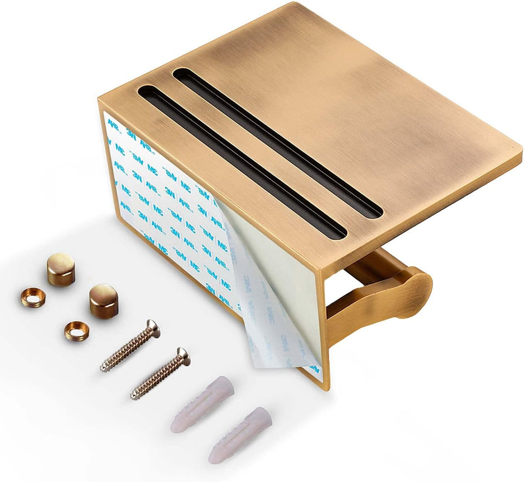 Toilet Paper Holder with Storage Shelf