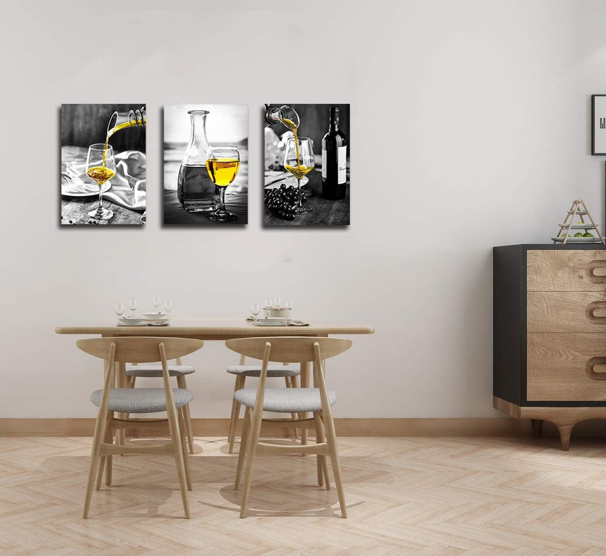 Wine Canvas Wall Art Set for Dining Room