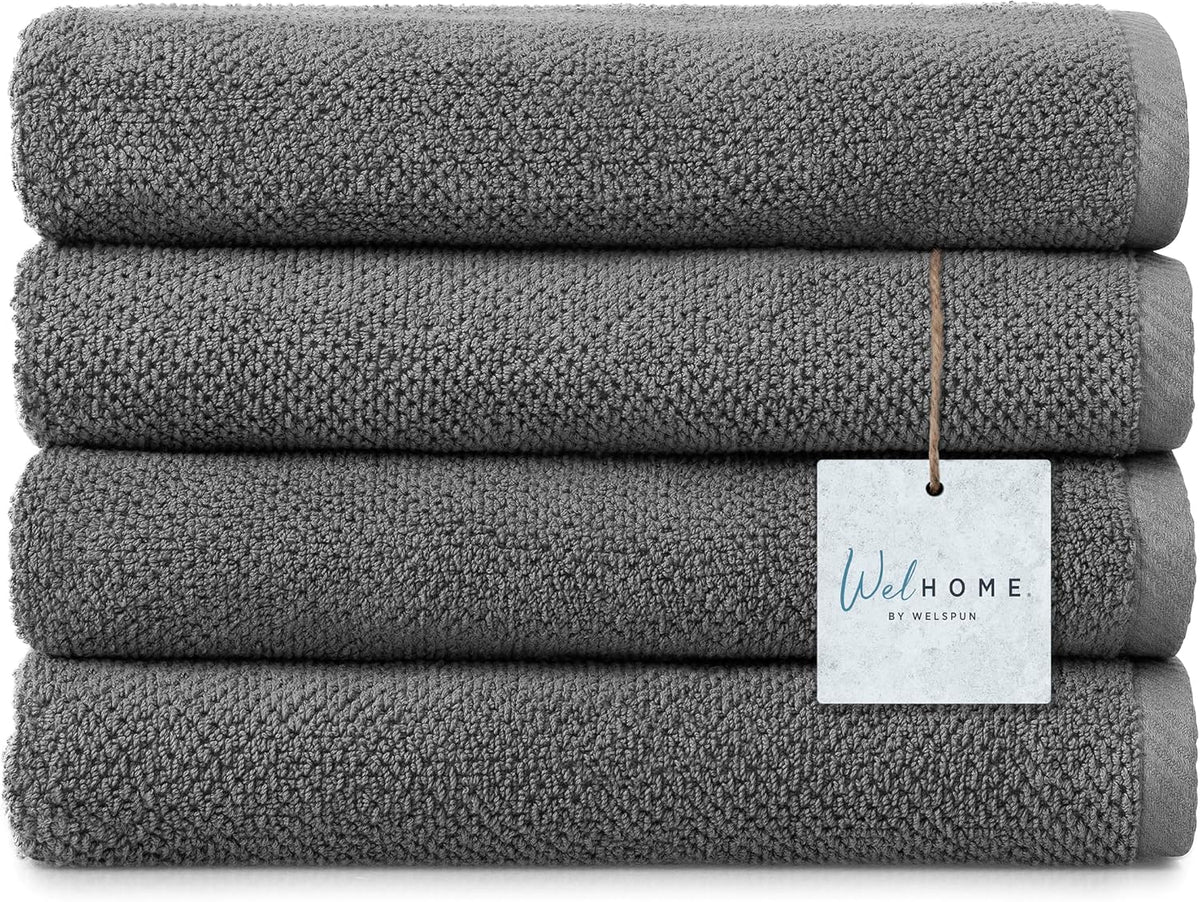 Franklin 100% Cotton Popcorn Textured Hand Towels – 6 Pack, Charcoal