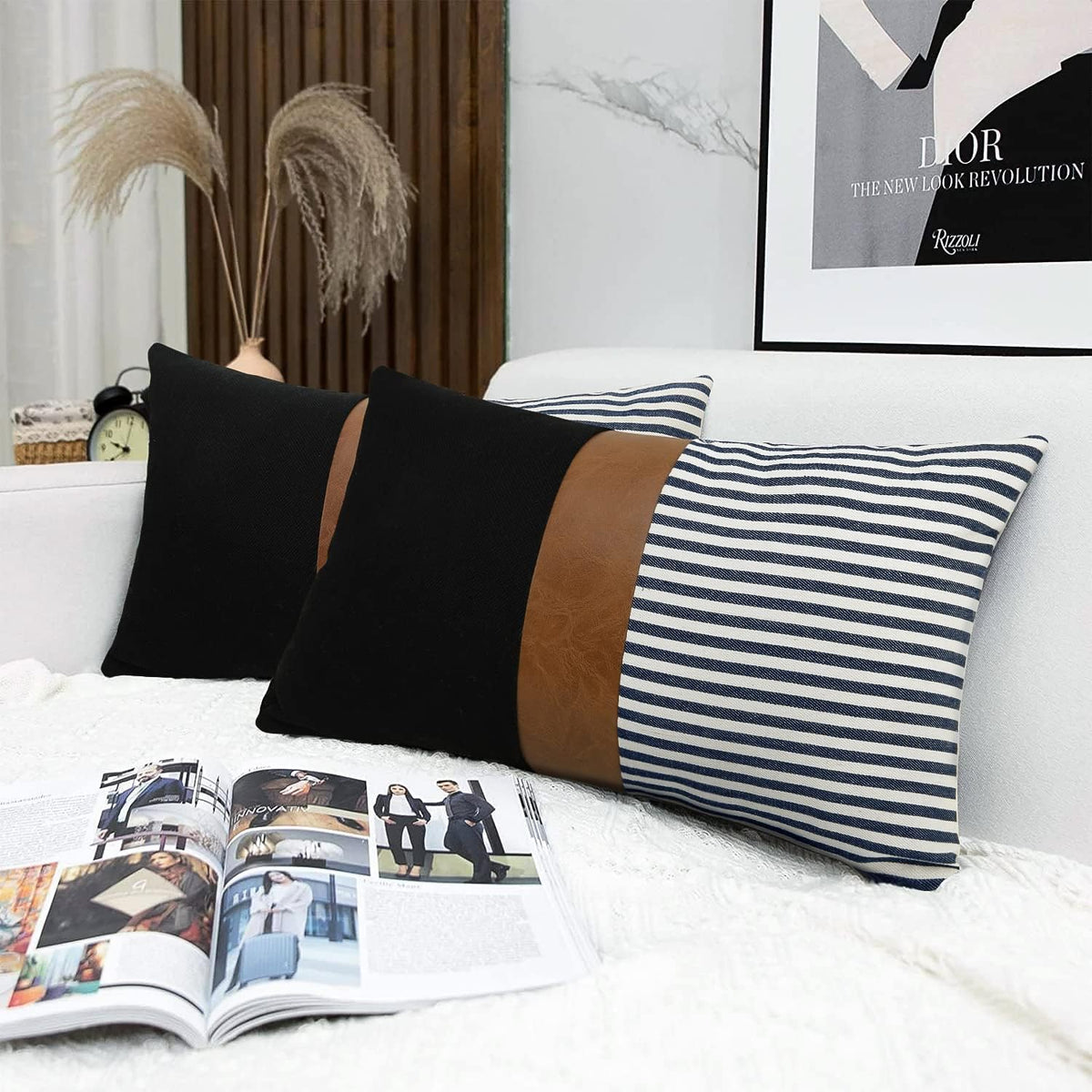 Farmhouse Stripe Pillow Covers Set of 2 – 20" x 20"