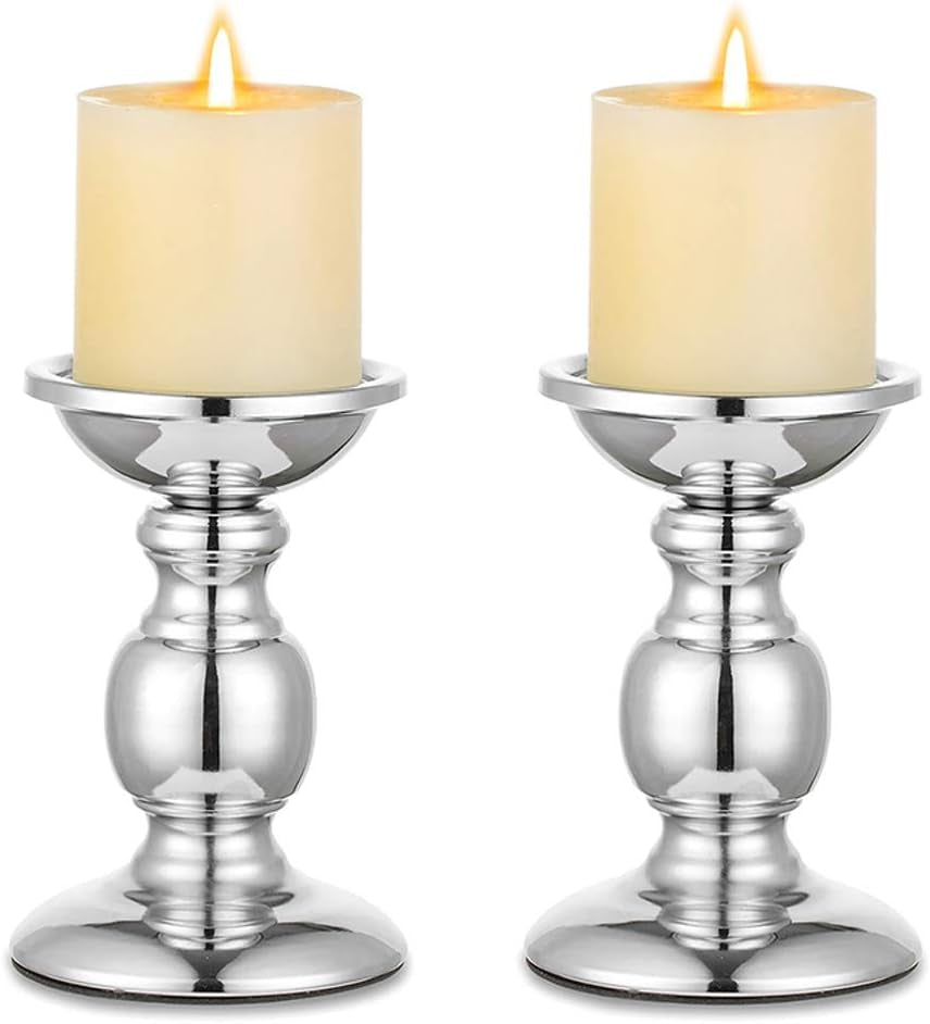Black Metal Pillar Candle Holders Set of 2