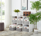 Large Fabric Storage Bins Set of 4 – Grey & White