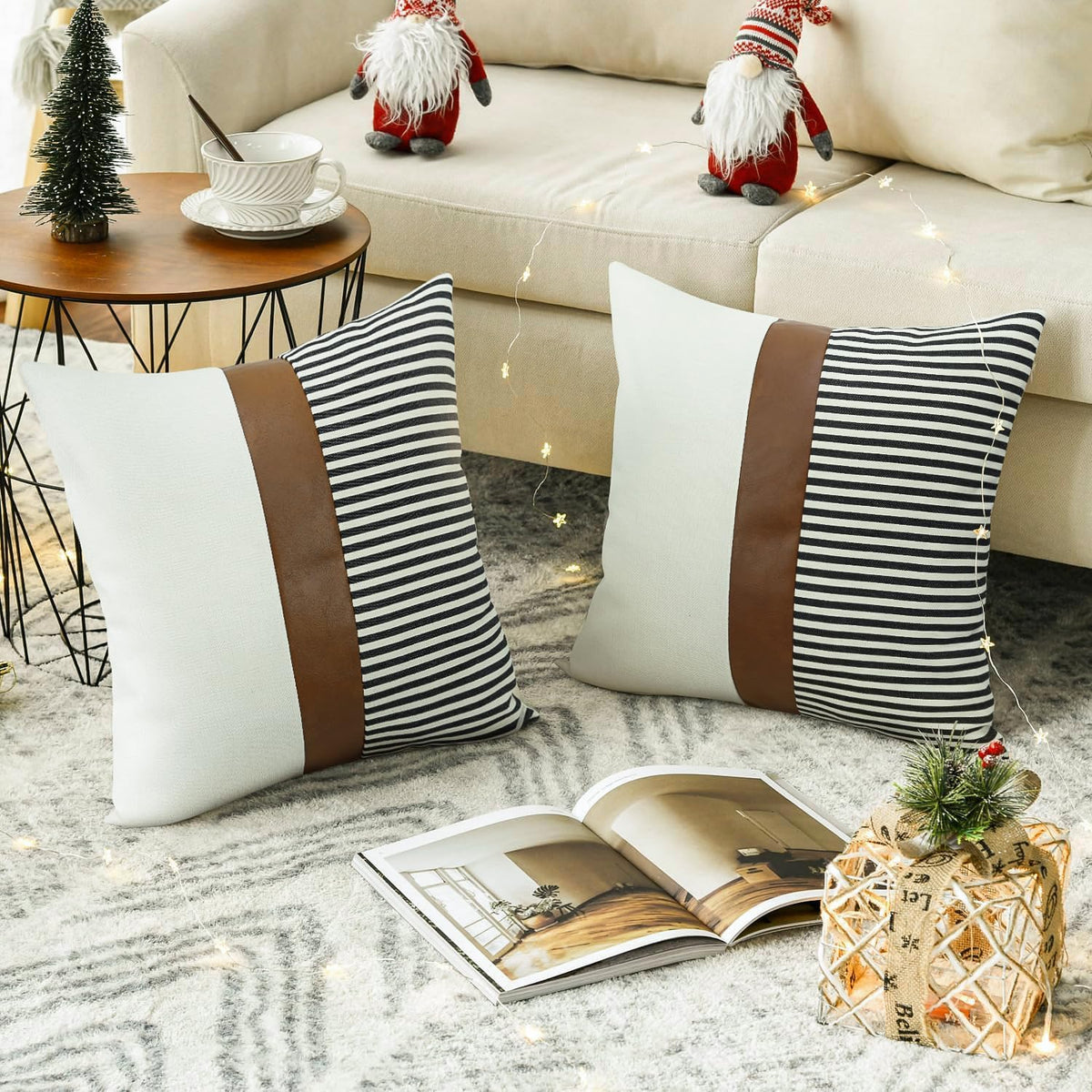 Farmhouse Stripe Pillow Covers Set of 2 – 20" x 20"