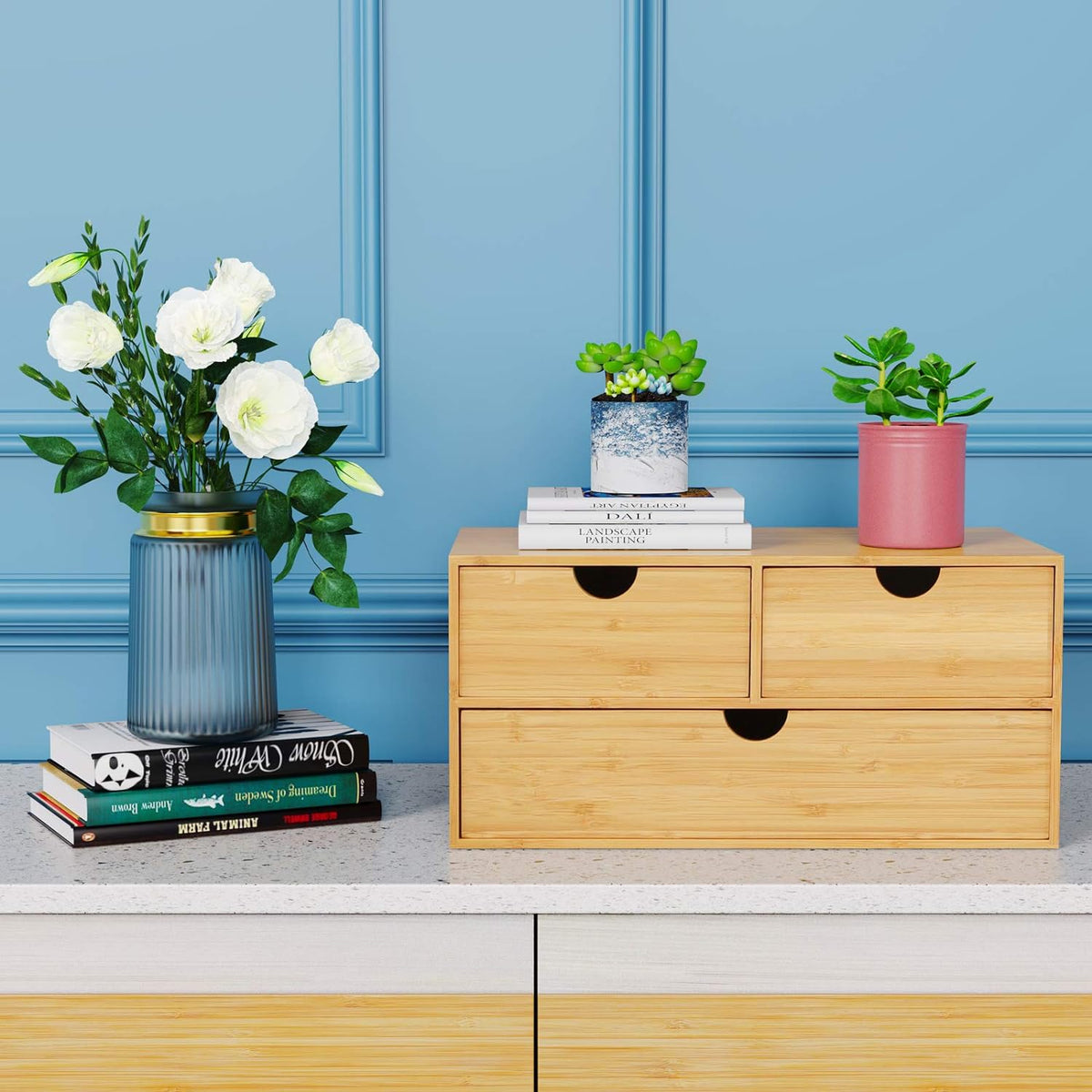 Bamboo Desk Organizer with 3 Drawers