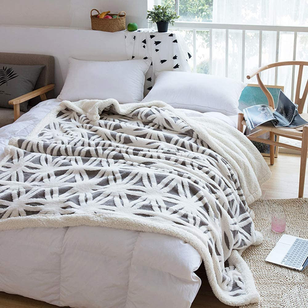 Sherpa Fleece Throw Blanket – Grey, 71" x 80"