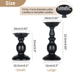 Black Metal Pillar Candle Holders Set of 2