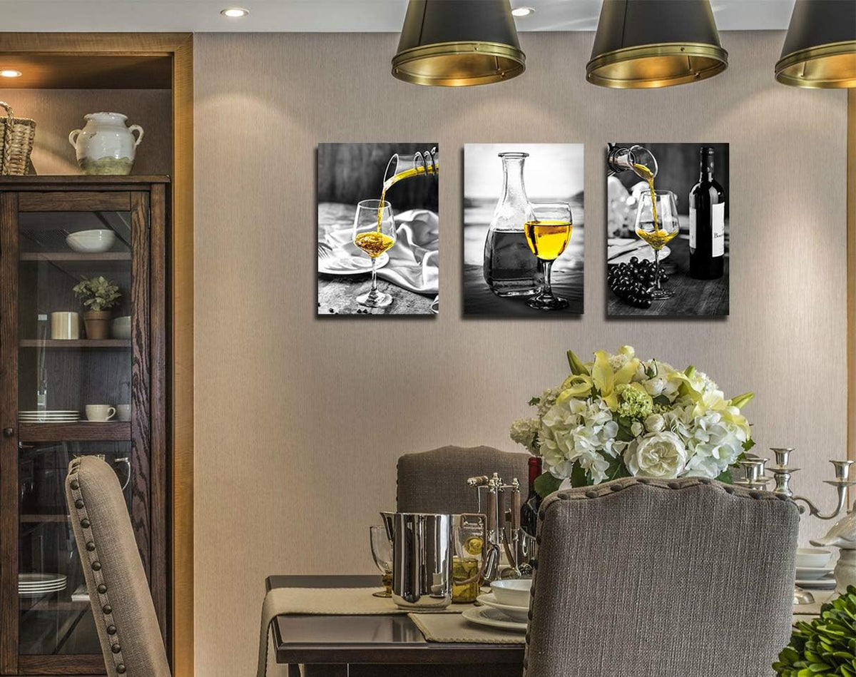 Wine Canvas Wall Art Set for Dining Room