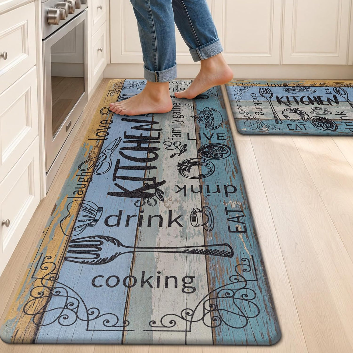 Anti-Fatigue Kitchen Rugs Set of 2