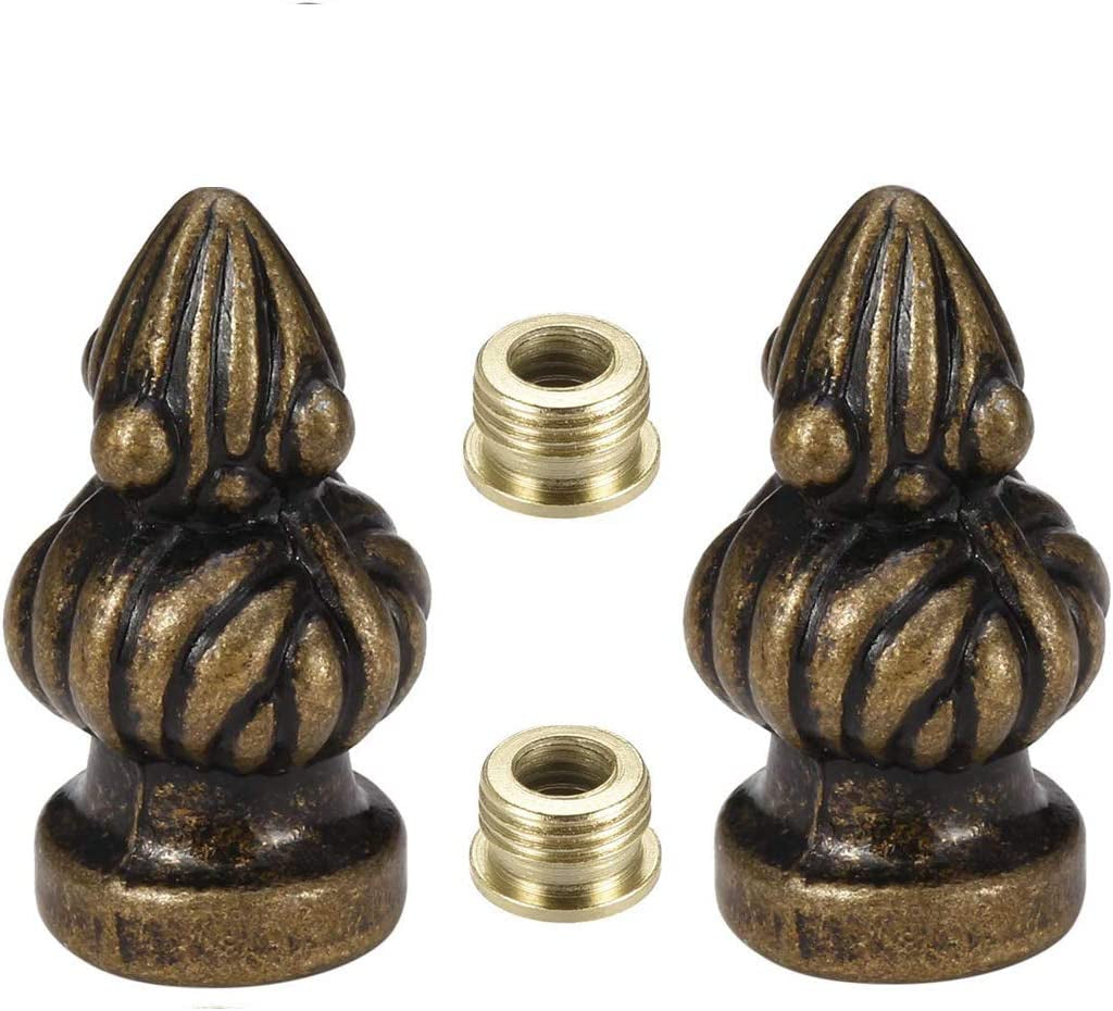 Antique Brass Lamp Finial Caps – Set of 2