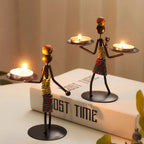 Nordic Metal Abstract Character Candlestick Holder