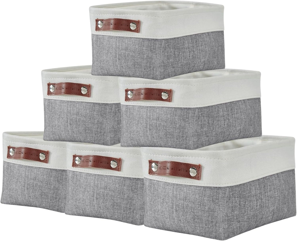 Large Fabric Storage Bins Set of 4 – Grey & White