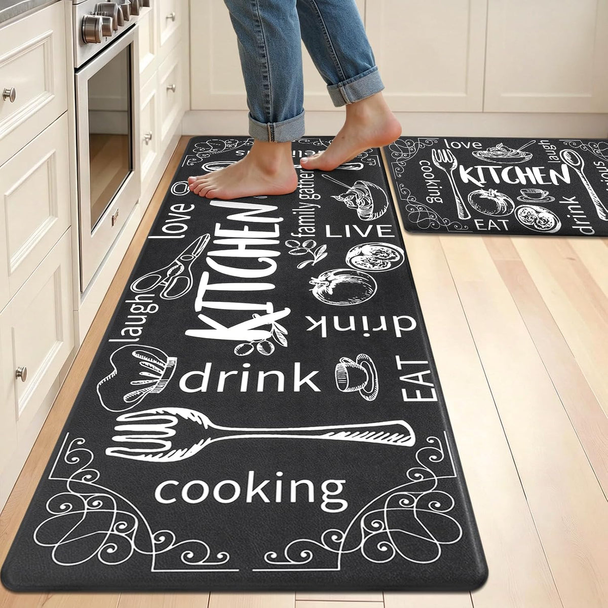 Anti-Fatigue Kitchen Rugs Set of 2